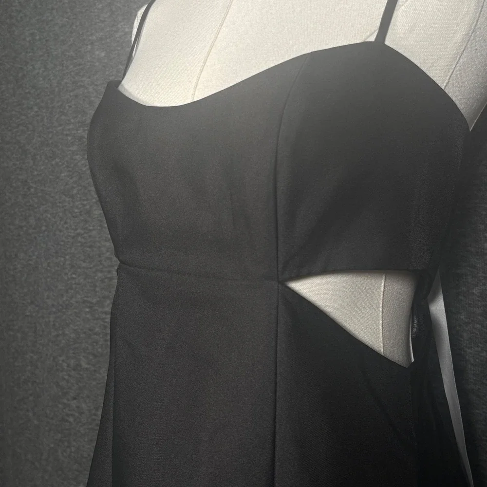 Alfred Sung Black Cutout Back Maxi Gown Formal Evening Dress Size 4 - Picture 5 of 13